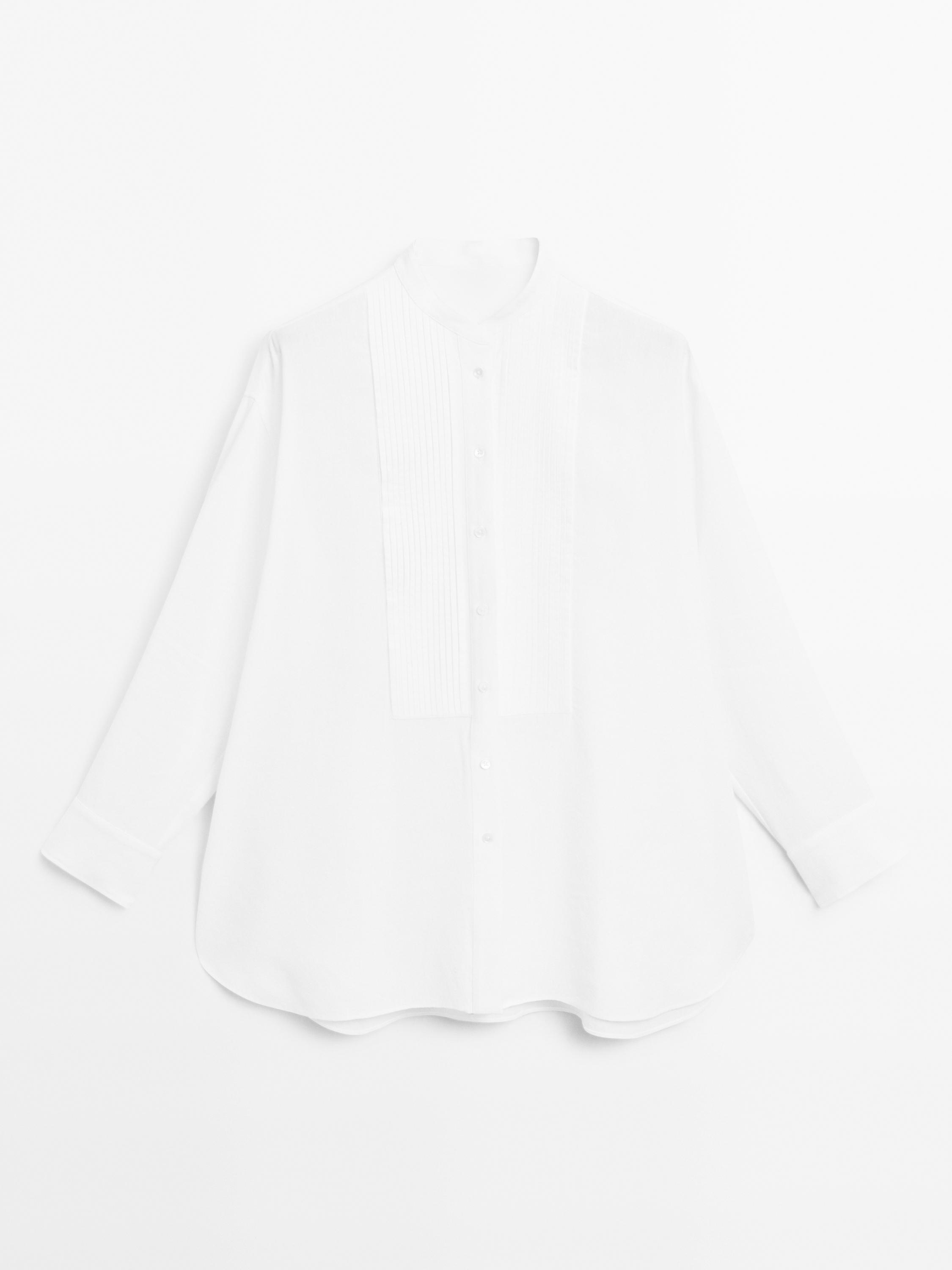 Chemisier lin à fins plis nervurés